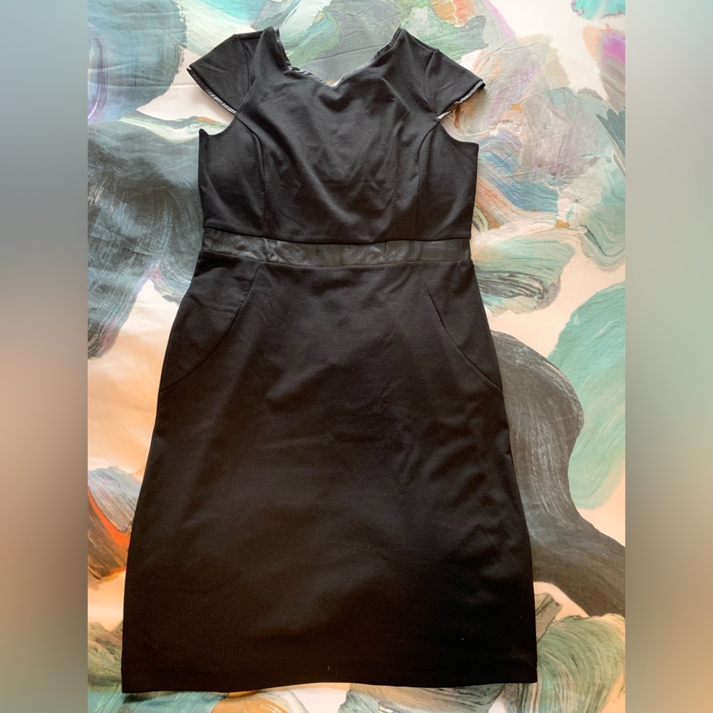 The Limited black dress with leather accent trim. NWT . Size Large